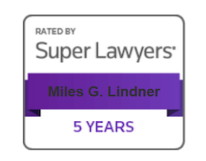 Super Lawyers badge recognizing Miles G. Lindner for 5 years