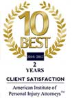 10 Best 2 Years Client Satisfaction | American Institute of Personal Injury Attorneys