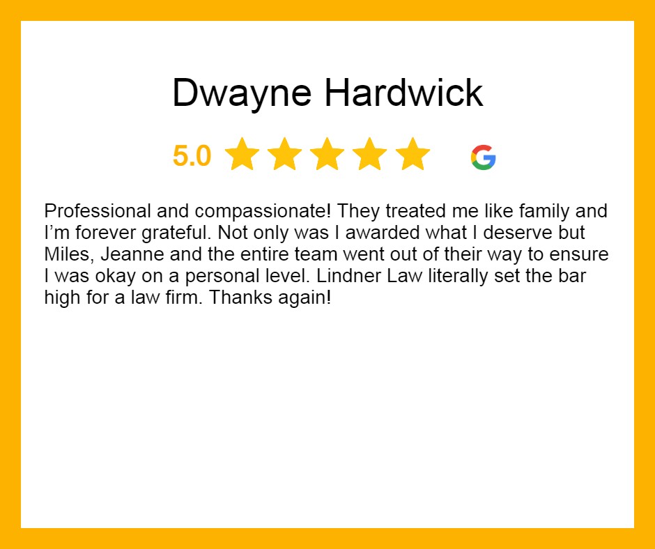 Google 5 star review for Lindner Law, LLC by client